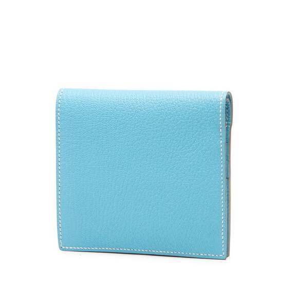 Hermes Evelyne Billfold Bifold Wallet Celeste Blue Chevre Mysore Women's HERMES